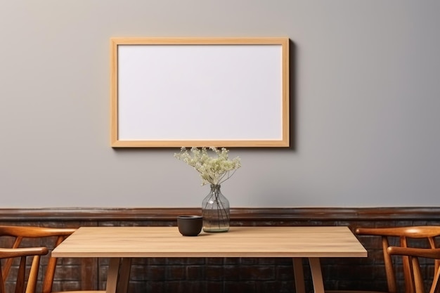 Blank horizontaal poster frame mock up in woonkamer interieur moderne woonkamer interieurs achtergrond Generatieve AI