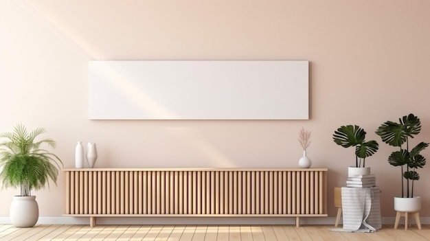 Blank horizontal poster frame mock up