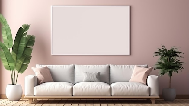 Blank horizontal poster frame mock up