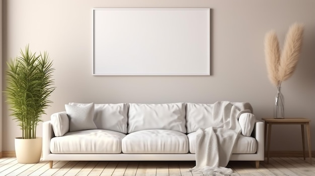 Blank horizontal poster frame mock up