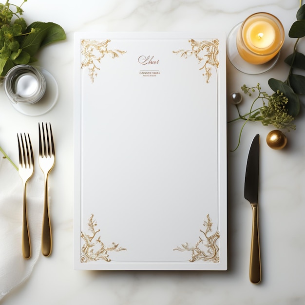 blank hotel menu