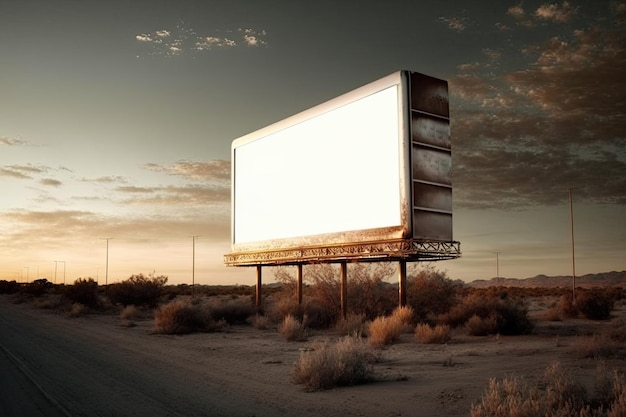 Blank huge billboard on an amazing sky Generative AI