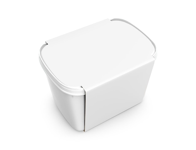 Пустой макет белого контейнера для мороженого, изолированный на белом фоне