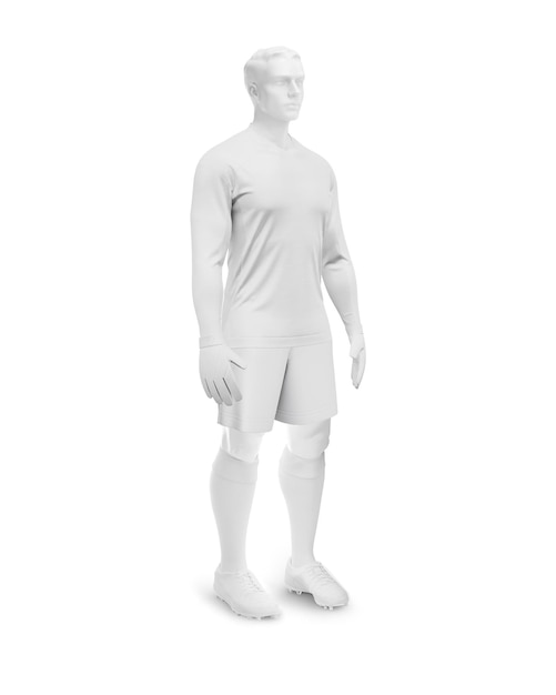 A Blank image of Men_s Full Soccer Goalkeeper Mockup Open Stub Neck Half Side isolated on a white background