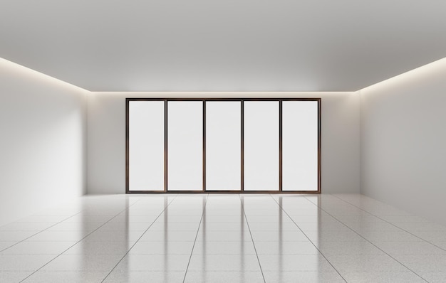 Пустой фон дизайна интерьера комнаты с пустой стеной 3D рендеринг