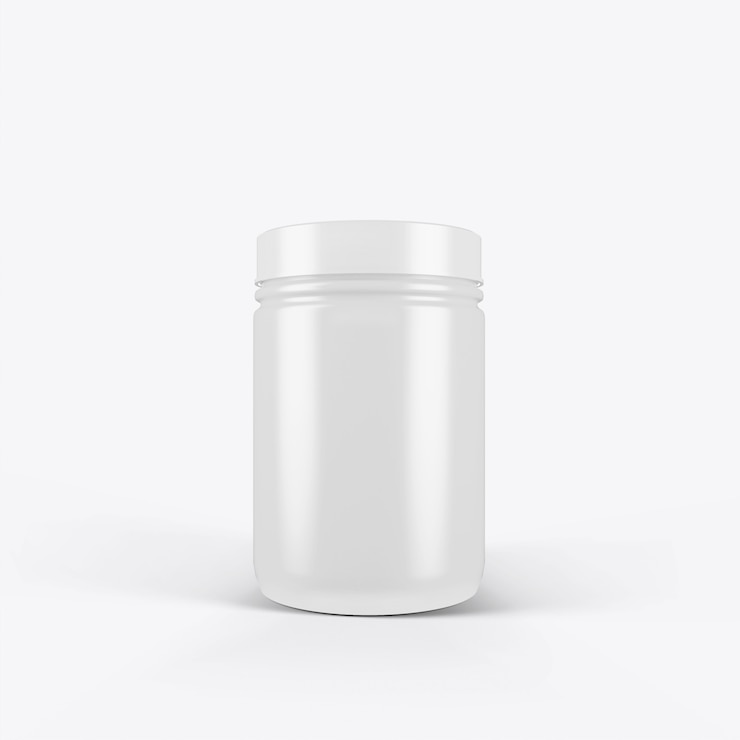 Photo blank jar on a white wall