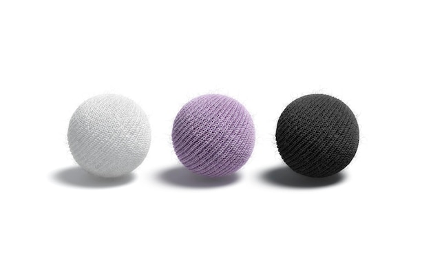 Blank knitted black white and purple ball mock up set