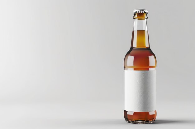 Photo blank label beer bottle on minimalist white background
