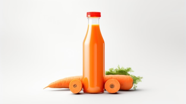 Blank Label Fresh Carrot Juice in bottle MockUp MockUp isolated on White background photo