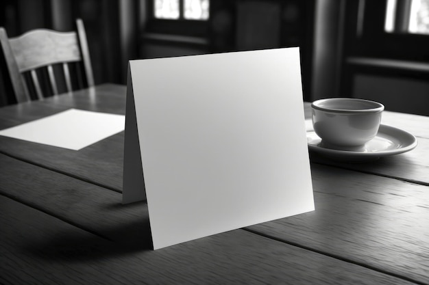 Photo blank label on the table generative ai