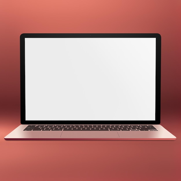 Blank laptop template computer isolated on a pinkish background