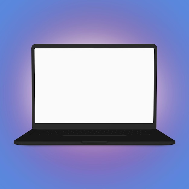 Blank laptop template computer isolated on a purplish background