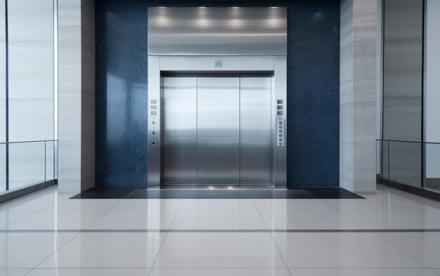 Blank lcd screen media disply on wall indoor building with elevator