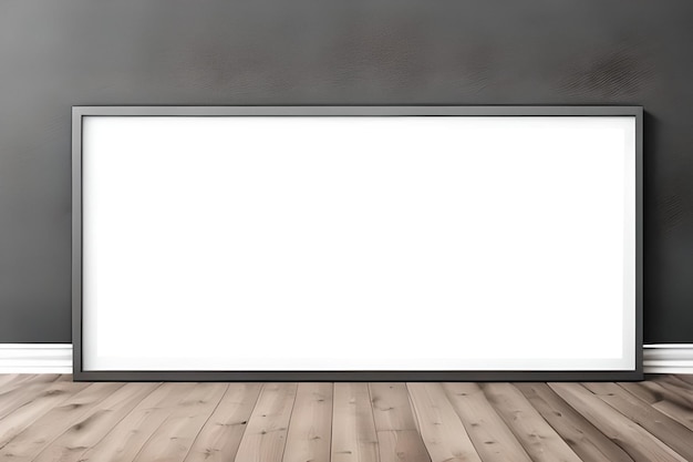 A blank led screen on a wooden floor with a wooden floor.