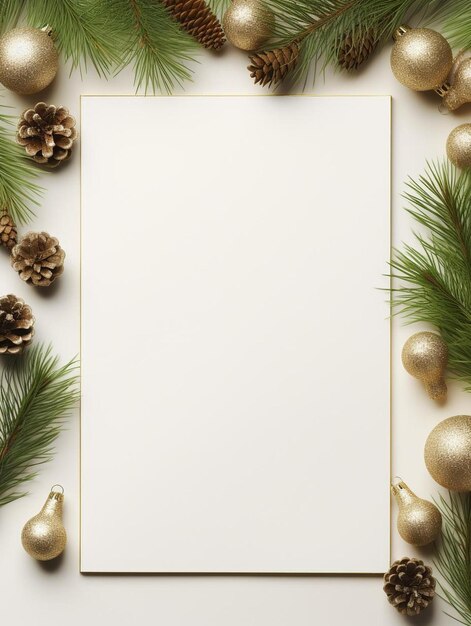 Foto lettera in bianco a babbo natale e decorazione natalizia su sfondo chiaro di alta qualità k mockup altamente dettagliato