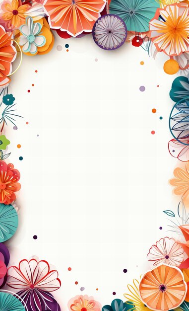 A blank letterhead with origami animal frame quilling cut art paper illustration