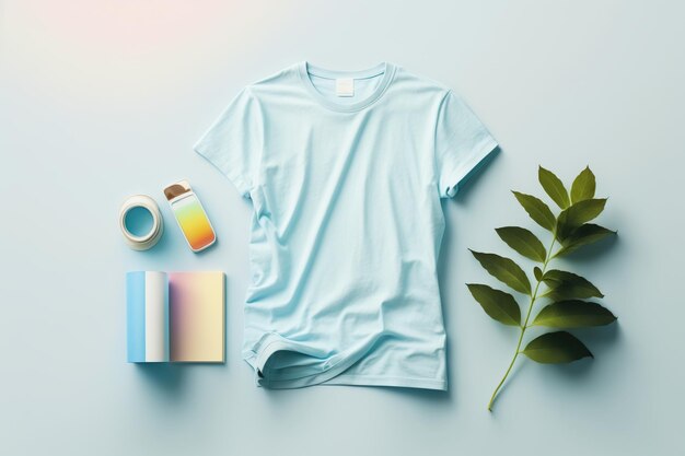 A blank light blue polo T shirt mock up style AI Generated