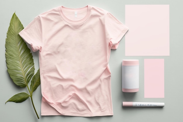 Photo a blank light pink polo t shirt mock up style ai generated illustration