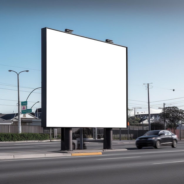 Blank lightbox advertisements and blurry urban street viewsxAxA