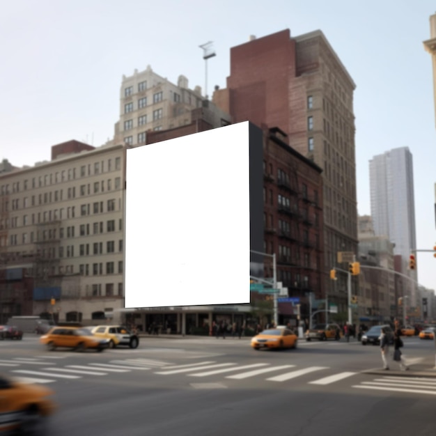 Blank lightbox advertisements and blurry urban street viewsxAxA