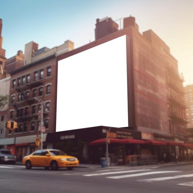 Blank lightbox advertisements and blurry urban street viewsxAxA