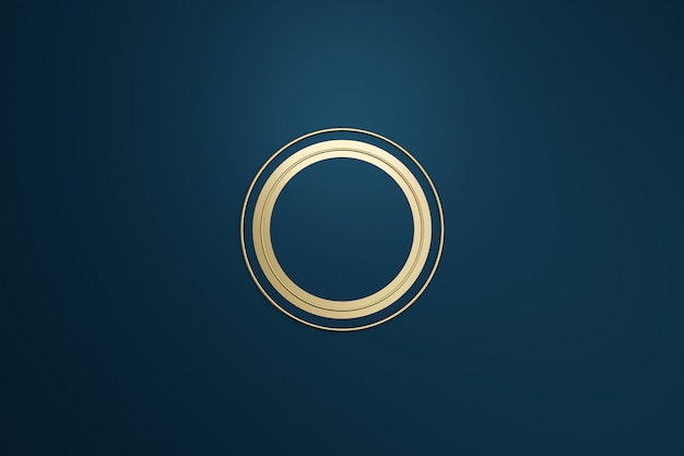 Blank logo frame with modern style on dark blue background. Empty template for design emblem and round shape. 3D rendering.