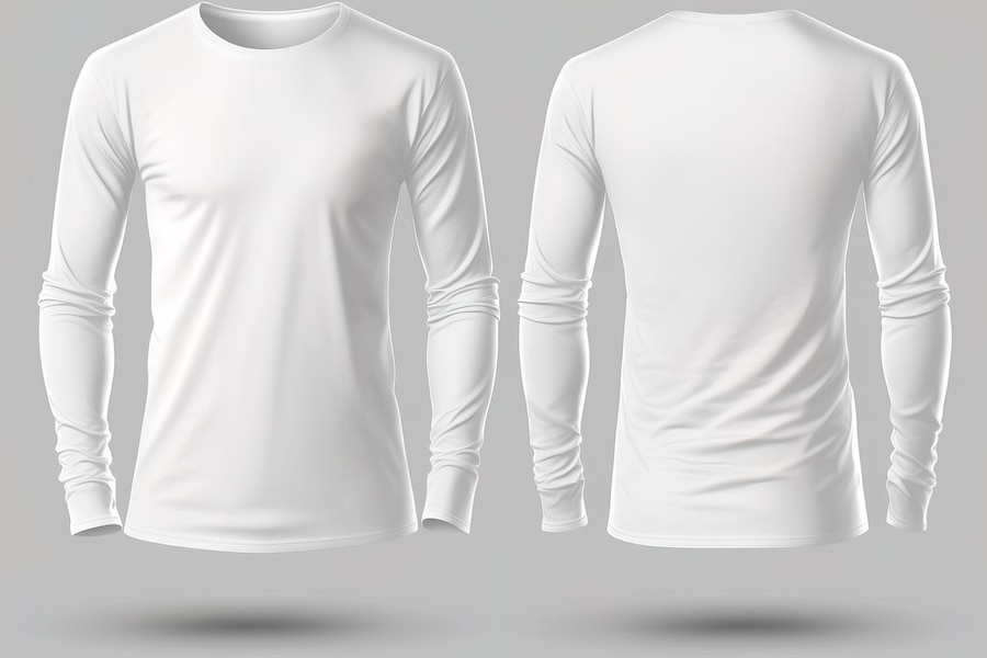 Premium Photo | Blank long sleeve t shirt for men template white color ...