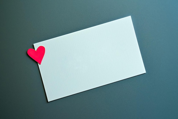 Photo blank love letter with a simple minimal red heart