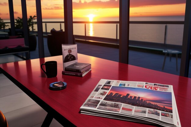 Blank magazine cover on a table