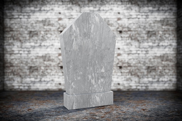 Blank Memorial Gravestone on grunge background