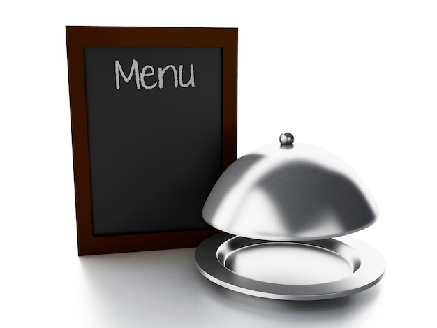 Blank menu board, isolated white background