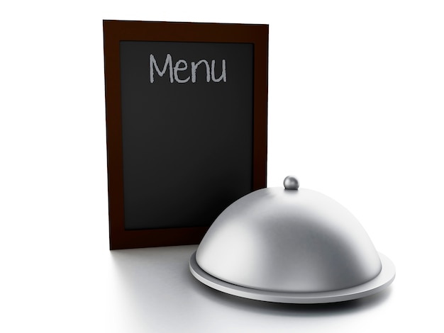 Blank menu board, isolated white background