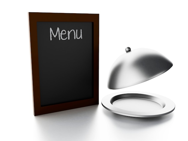 Blank menu board, isolated white background