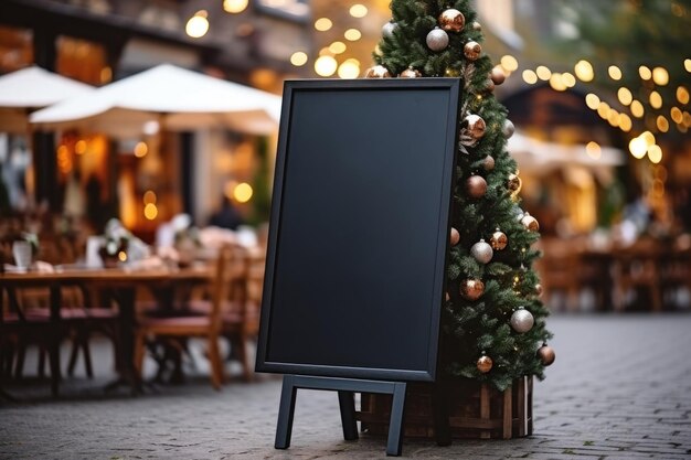 Foto modello di scheda di menu vuota di uno sfondo di decorazione natalizia ai generativa