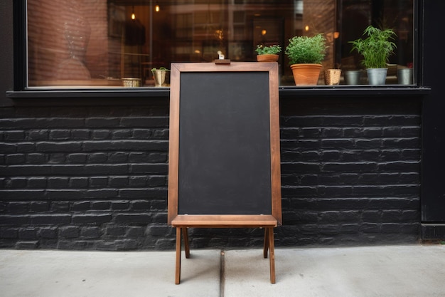 Photo blank menu board near the cafe