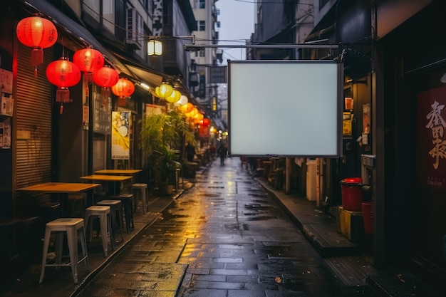 이자카야 레스토랑과 바의 빈 메뉴 모 일본의 디지털 미디어 광고판