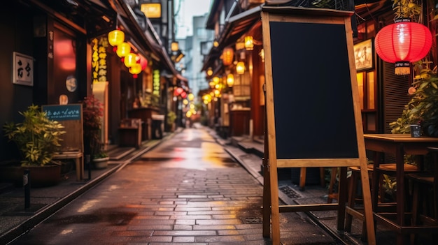 Photo blank menu mock up at izakaya restaurants and bars digital media billboard in japan