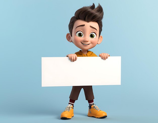 Photo blank message board character 3d render