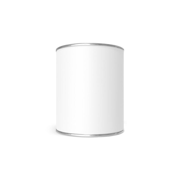 blank metal can template isolated on a white background