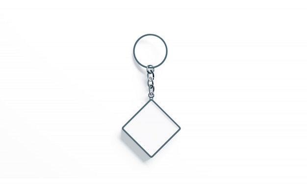 Blank metal rhombus white key chain  top view