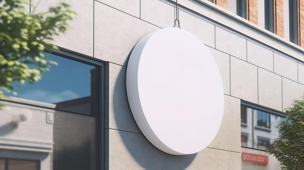 Blank minimal circular shop signboard mockup