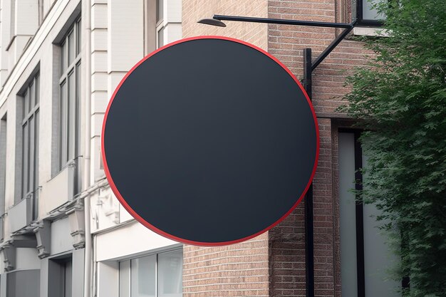 Blank minimal circular shop signboard mockup