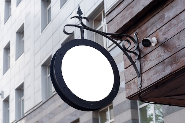 Blank minimal circular shop signboard