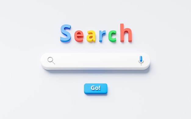 검색 또는 찾기 버튼이있는 웹 사이트 인터페이스 배경에 빈 최소 검색 창 상자.
