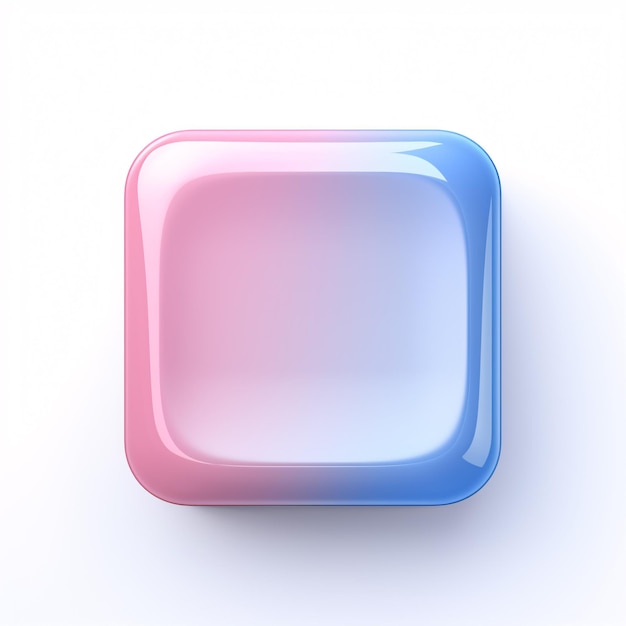 Blank mobiele applicatie icoon knop blauw roze vierkant met ronde hoeken 3d stijl