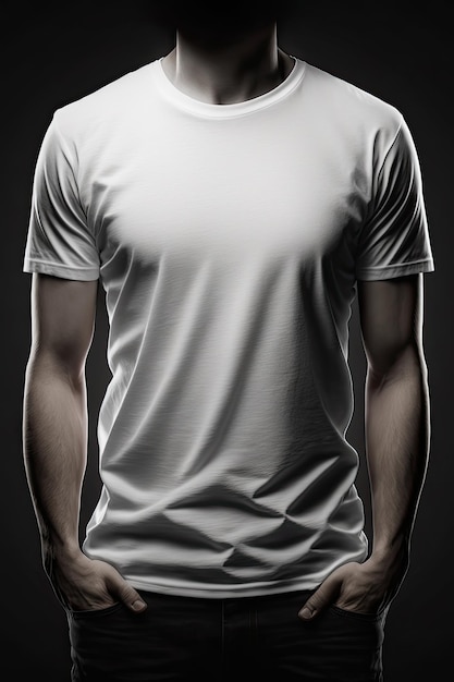 Пустой макет футболки с белым фоном Сделано AIИскусственный интеллект