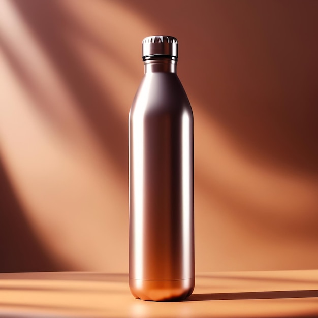 Photo blank mockup of aluminum water bottle metal liquid container