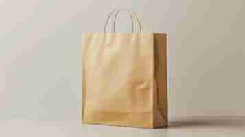 Photo blank mockup of a brown paper shopping bag with a gusseted bottom