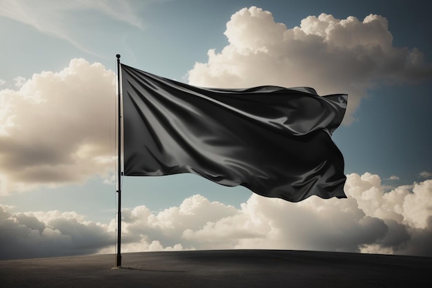 Пустой макет летающего черного флага, сгенерированный ИИ