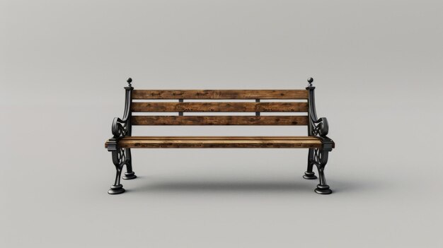 Blank mockup of an industrialstyle park bench with a mix of metal and wood materials